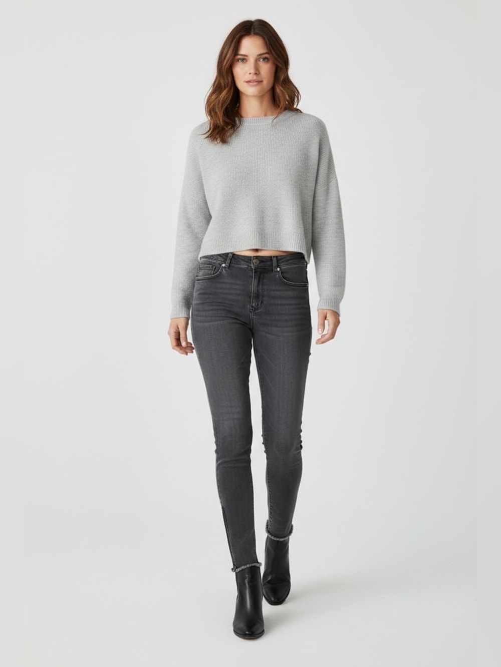 Rag And Bone Charcoal Gray Skinny Moto Jeans Size 30 Zipper Ankle  HighRise